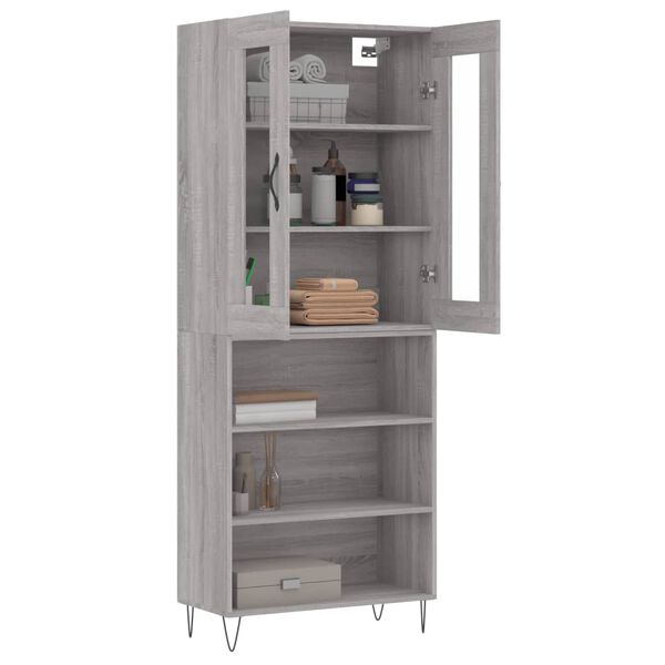 vidaXL Highboard gr&aring; sonoma 69,5x34x180 cm konstruert tre