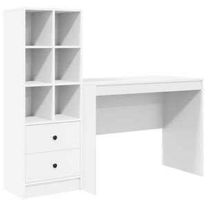 vidaXL Skrivebord med skuff 2 pcs Hvit