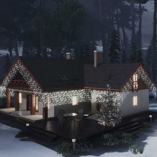 vidaXL LED-lysgardin med istapper 10 m 400 LED kaldhvit 8 funksjoner