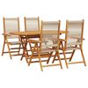 vidaXL Hage Spisegruppe 5 pcs Beige Solid akasietre og poly rattan