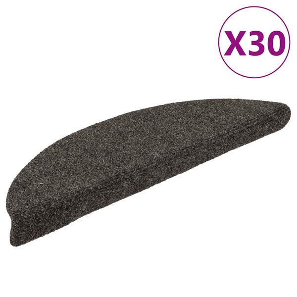vidaXL Trappematter selvklebende 30 stk 56x17x3 cm antrasitt halvrund