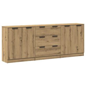 vidaXL Skjenker 3 stk brun eik 60x30x70 cm konstruert tre