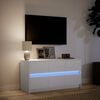 vidaXL TV-benk med LED hvit 100x34x50 cm konstruert tre