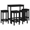 vidaXL Barsett 5 deler svart heltre furu