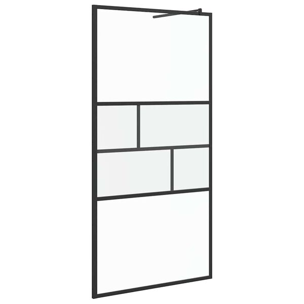 vidaXL Walk-in Dusjvegg Svart 80 x 195 x 0.5 cm Glass og Aluminium