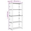 vidaXL Oppbevaringshylle 5 etasjer gr&aring; 80x38x170 cm heltre furu