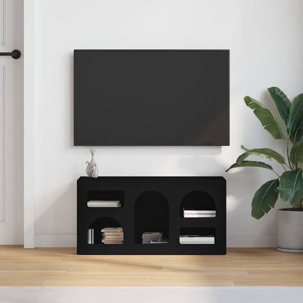 vidaXL TV-skap Svart 80 x 35 x 40 cm Konstruert tre