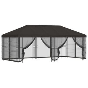 vidaXL Paviljong med sidevegger 6 x 3 m Antrasitt Polyester og st&aring;l