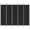 vidaXL Romdeler 5 paneler svart 250x200 cm stoff