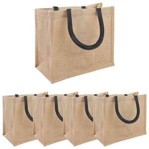 vidaXL Jute h&aring;ndvesker 5 Naturlig og svart 26 x 22 x 14 cm