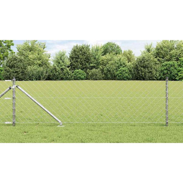 vidaXL Gjerdepåle sølv 25 x 0,8 m (60 x 60 mm mesh) Stål