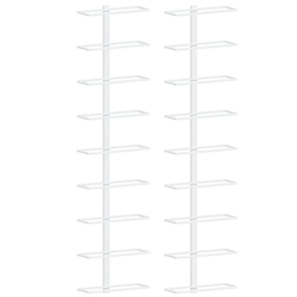vidaXL Veggmontert vinstativ for 9 flasker 2 stk hvit jern