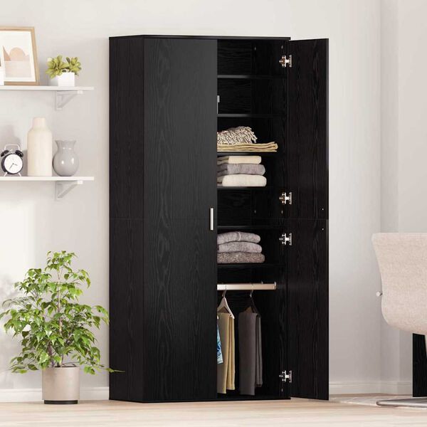vidaXL Highboard med hylle Svart eik 80 x 39 x 178 cm Konstruert tre