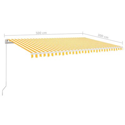 vidaXL Manuell uttrekkbar markise 500x300 cm gul og hvit