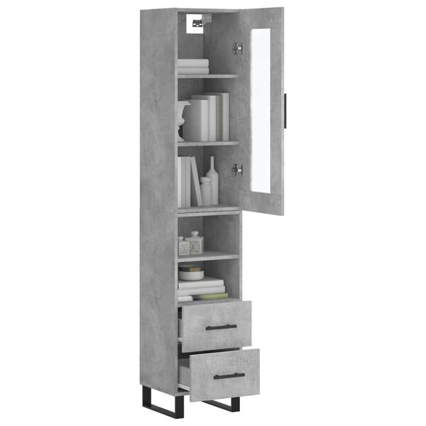 vidaXL Highboard betonggr&aring; 34,5x34x180 cm konstruert tre