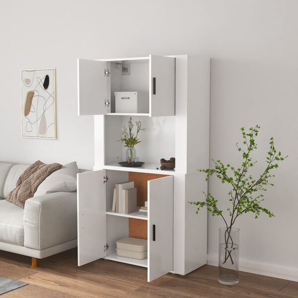 vidaXL Highboard h&oslash;yglans hvit konstruert tre