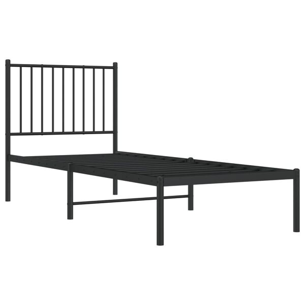 vidaXL Sengeramme i metall med hodegavl svart 75x190 cm