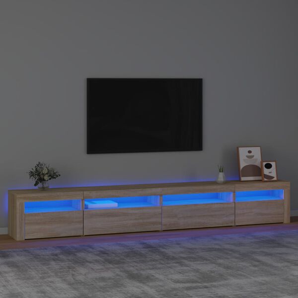 vidaXL TV-benk med LED-lys sonoma eik 270x35x40 cm