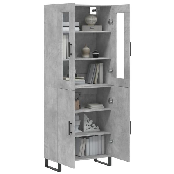 vidaXL Highboard betonggr&aring; 69,5x34x180 cm konstruert tre