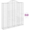 vidaXL Gabionkurver buede 10 stk 200x30x200/220 cm galvanisert jern