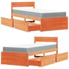 vidaXL Seng med skuffer og madrass voksbrun 90x200 cm heltre furu