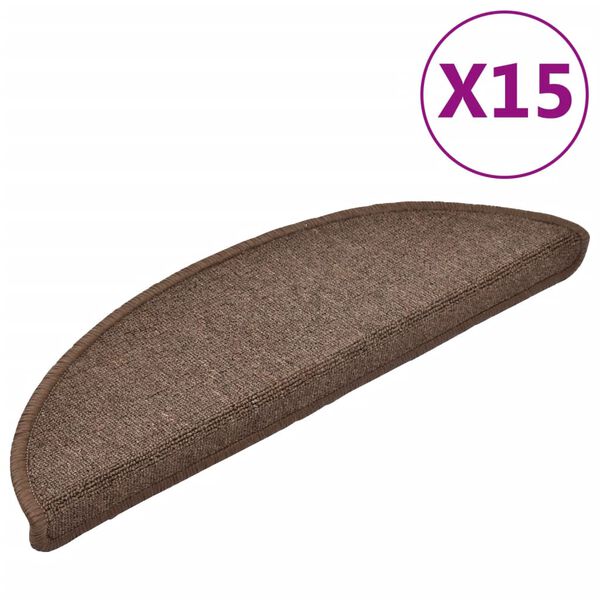 vidaXL Trappematter 15 stk 56x17x3 cm kaffebrune halvrund