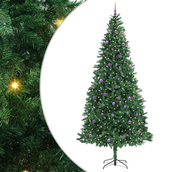 vidaXL Kunstig juletre med 300 LED gr&oslash;nn 300 cm PVC og Metall og Plast