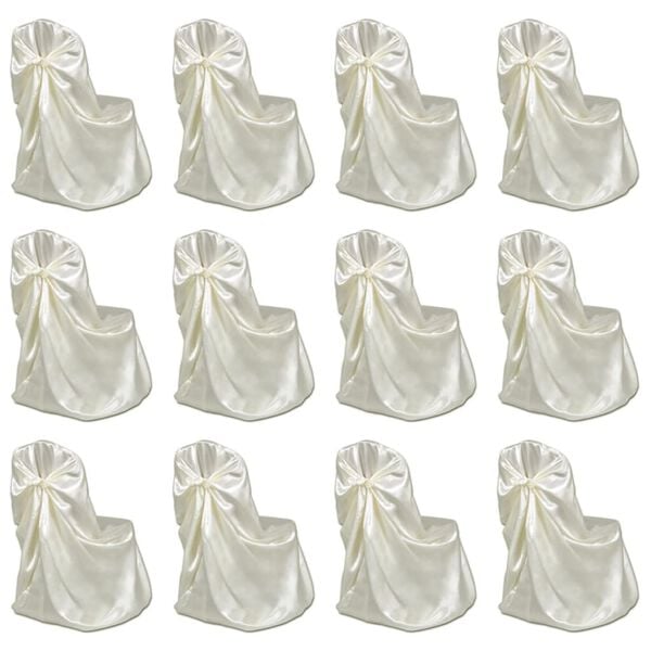 vidaXL Stoltrekk for bryllupsbankett kremhvit 12 stk