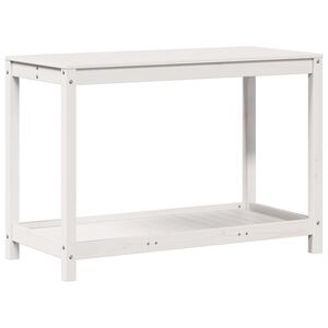 vidaXL Pottebord med hylle hvit 108x50x75 cm heltre furu