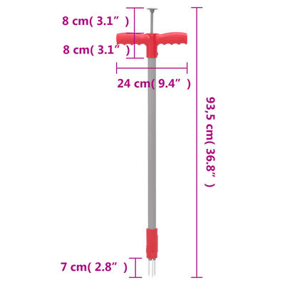 vidaXL Ugressfjerner rød og grå 93,5 cm pulverlakkert stål