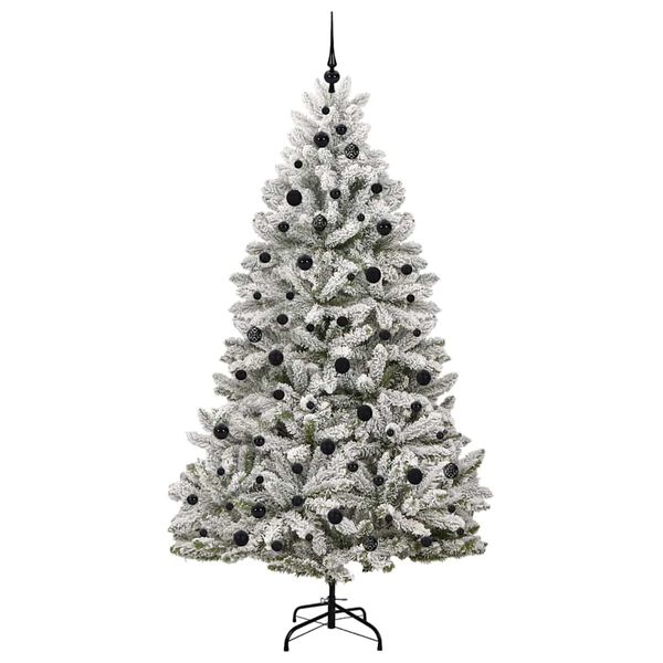 vidaXL Kunstig juletre med 300 LED Gr&oslash;nn og hvit 210 cm PVC og metall