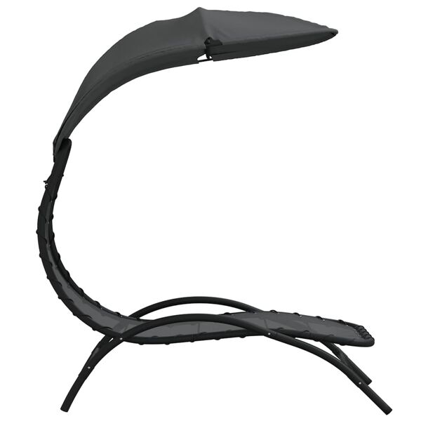 vidaXL Solseng med solskjerm m&oslash;rkegr&aring; 167x80x195 cm stoff og st&aring;l