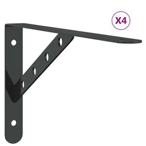 vidaXL Hyllebraketter 4 stk 30x2,5x15,5 cm svart rustfritt st&aring;l