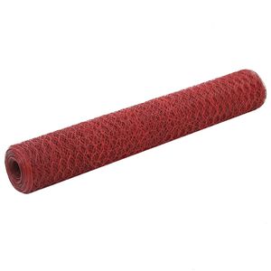 vidaXL Tr&aring;dgjerde kylling st&aring;l med PVC-belegg 25x1 m r&oslash;d