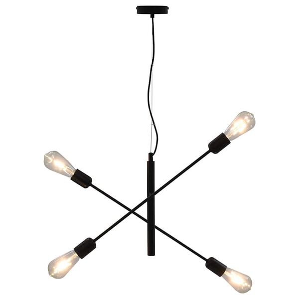vidaXL Taklampe med glødelyspære 2 W svart E27
