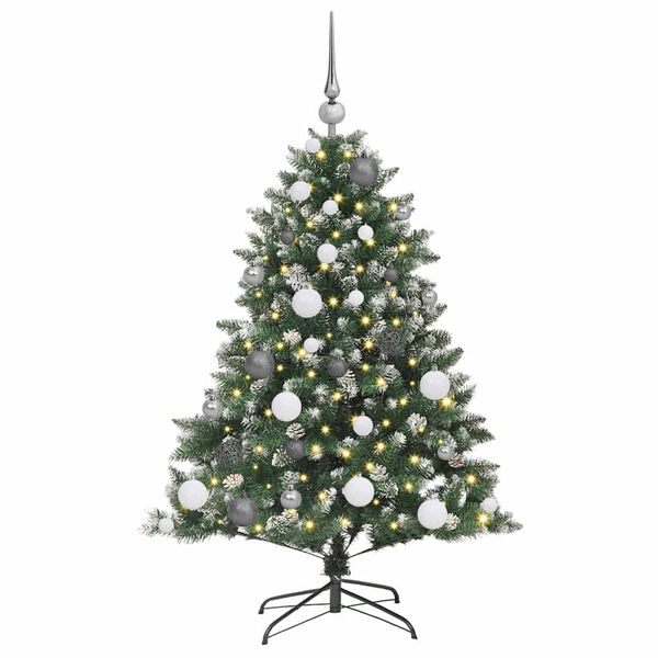 vidaXL Kunstig juletre med 150 LED gr&oslash;nn 120 cm PVC og plast og st&aring;l