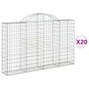 vidaXL Gabionkurver buede 20 stk 200x30x120/140 cm galvanisert jern