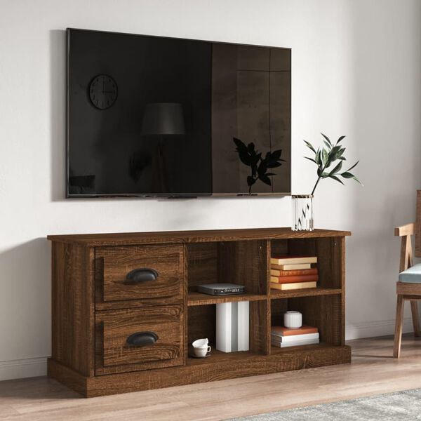 vidaXL TV-benk brun eik 102x35,5x47,5 cm konstruert tre