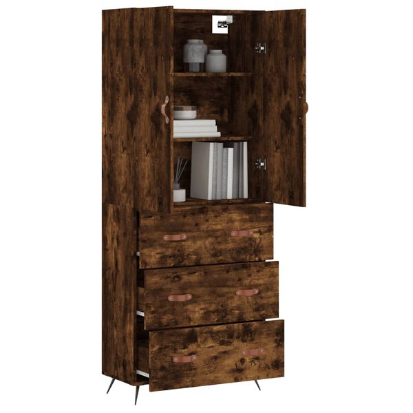 vidaXL Highboard r&oslash;kt eik 69,5x34x180 cm konstruert tre