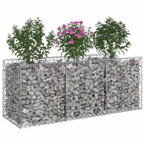 vidaXL Gabion hevet seng s&oslash;lv 150 x 50 x 60 cm Galvanisert St&aring;l
