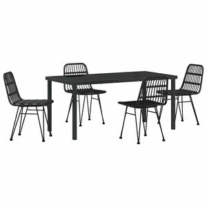 vidaXL Hage Spisegruppe 5 pcs Svart Pulverlakkert st&aring;l
