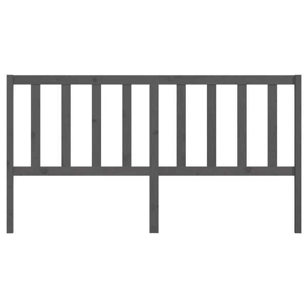 vidaXL Sengegavl grå 206x4x100 cm heltre furu