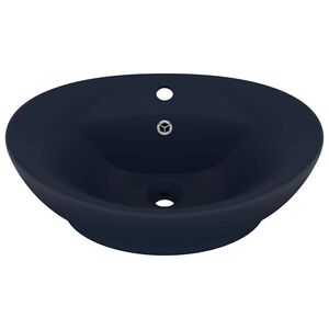 vidaXL Luksuri&oslash;s servant overl&oslash;p oval matt m&oslash;rkebl&aring; 58,5x39cm keramisk