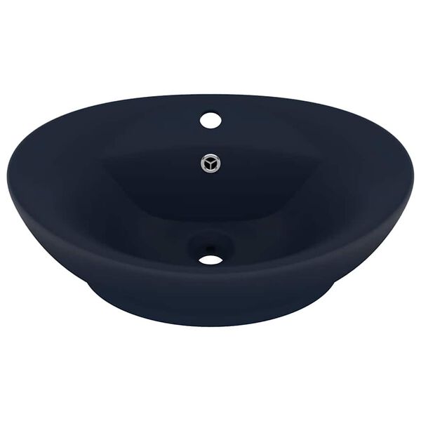 vidaXL Luksuri&oslash;s servant overl&oslash;p oval matt m&oslash;rkebl&aring; 58,5x39cm keramisk