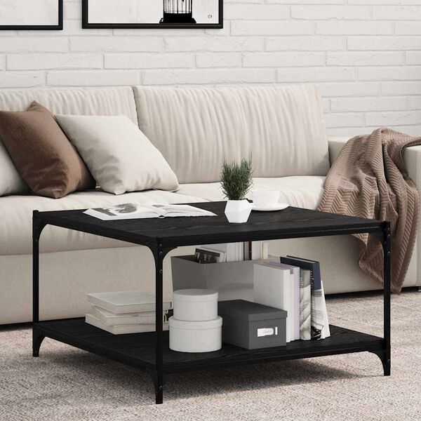 vidaXL Bokhyllebrett 4 pcs Svart 80 x 40 x 1,5 cm Konstruert tre