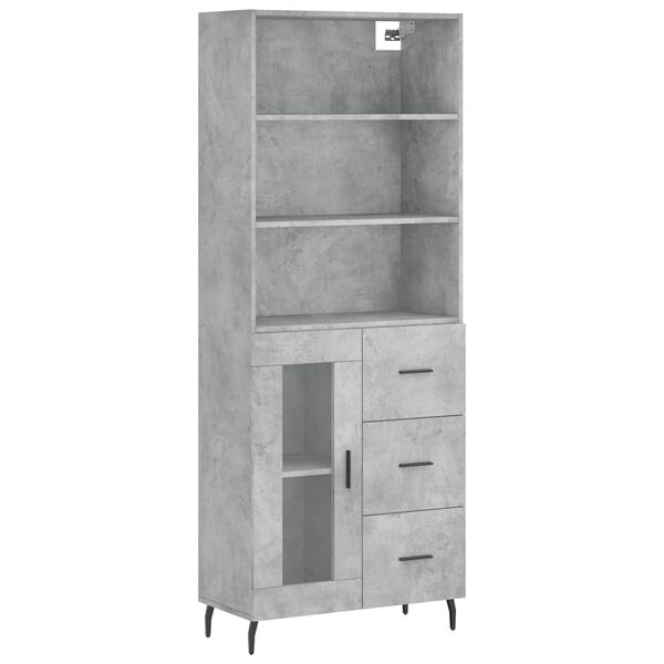 vidaXL Highboard betonggr&aring; 69,5x34x180 cm konstruert tre