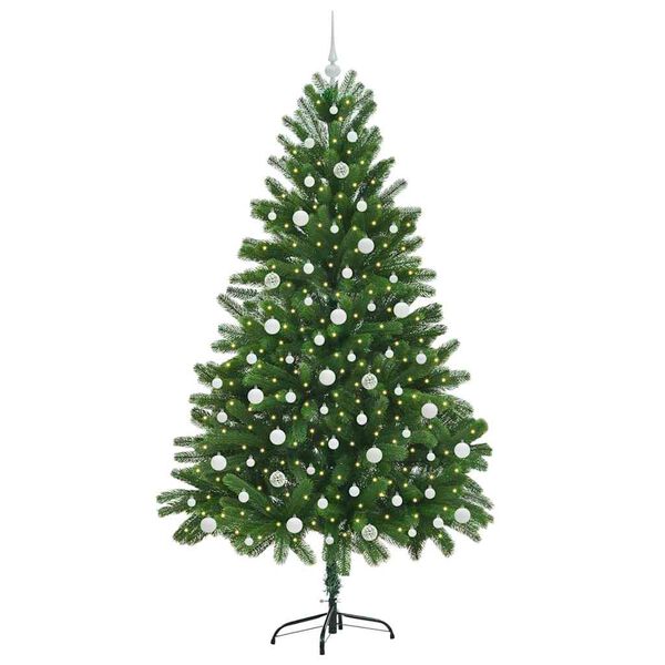 vidaXL Juletre med 300 LED med stativ gr&oslash;nn 210 cm PE