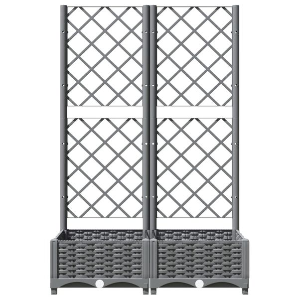 vidaXL Plantekasse med espalier lysegrå 80x40x121,5 cm PP