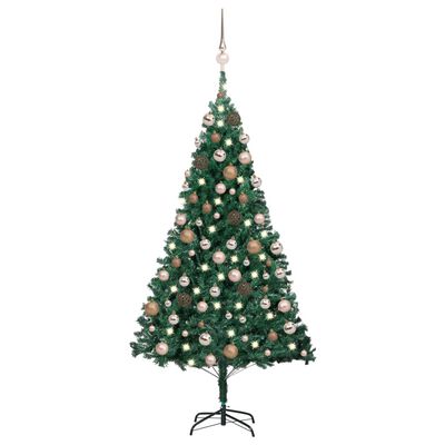 vidaXL Kunstig juletre med LED og kulesett 120 cm PVC grønn