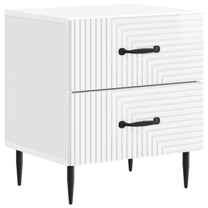 vidaXL Nattbordskap H&oslash;gglans hvit 43 x 34,5 x 47,5 cm Konstruert tre